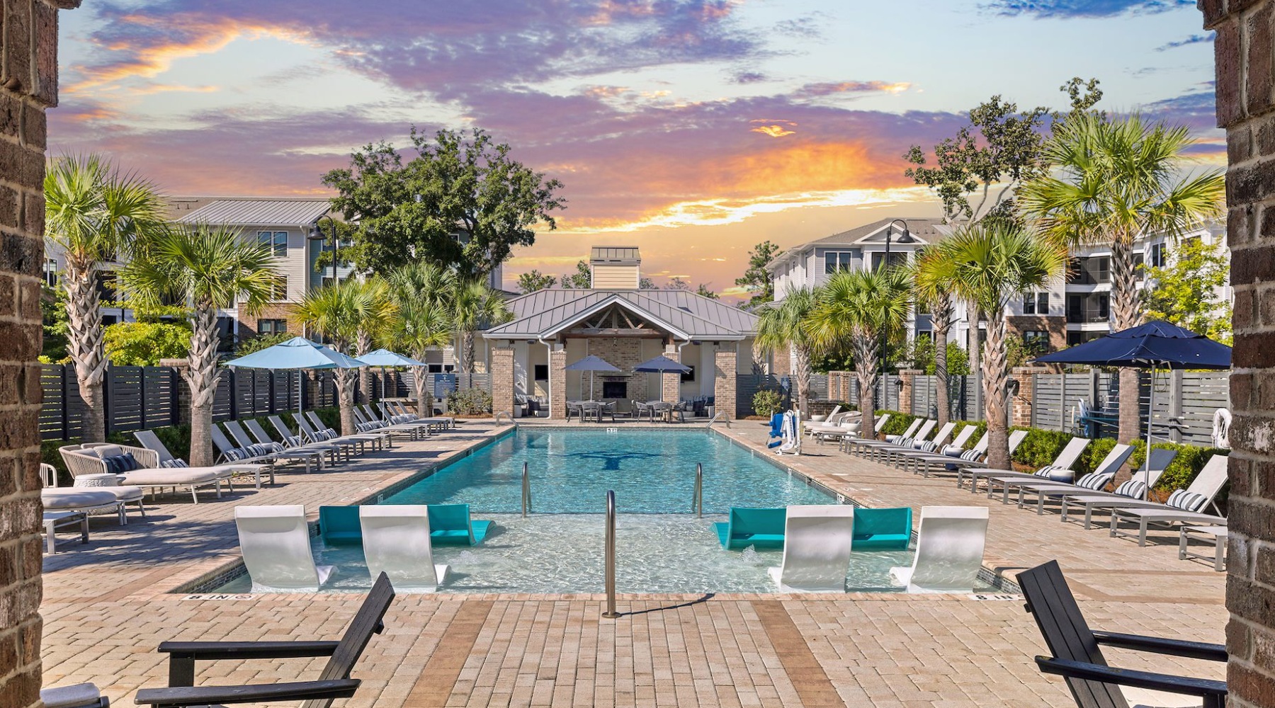 Sparkling pool at the Haven at Indigo Square apartments in Mount Pleasant, SC